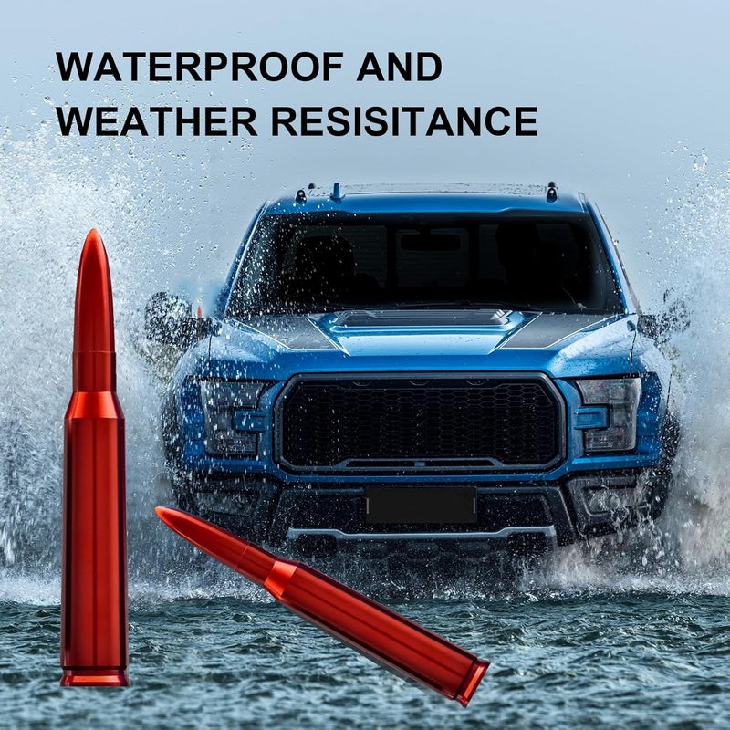 Seprochoo Car Truck 50 Cal Bullet Decoration Replacement Truck Accessories Red Universal for GMC Sierra 1500 Chevy Dodge Ram Silverado 1500 2500 3500 Ford F150 F250 F350 Car Truck Decoration (Red) - Image 3